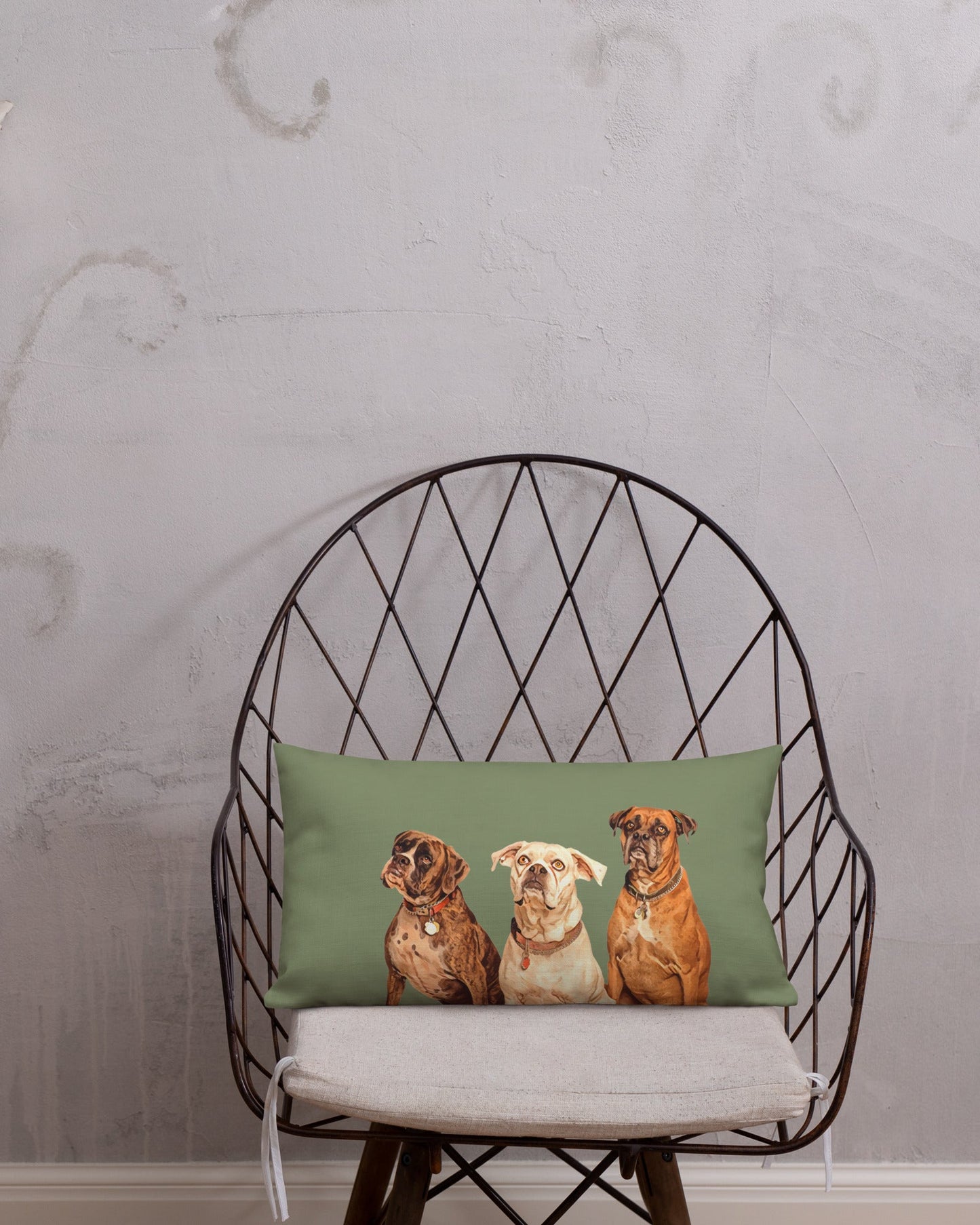 20x12-camouflage-green pillow-with-3-bulldogs