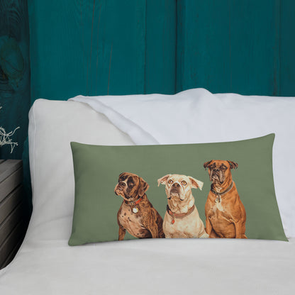 20x12-camouflage-green pillow-with-three-bulldogs