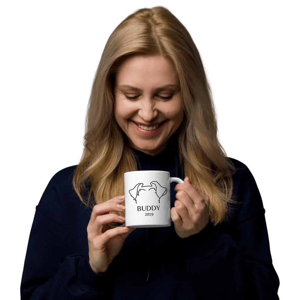 Custom Dog Ears Mug - Personalized Name & Year Coffee Cup for Dog Parents