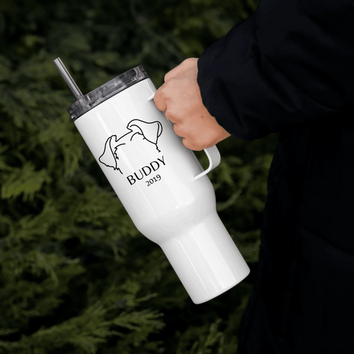 Custom Dog Ears Travel Mug - Personalized Name & Year for Dog Parents