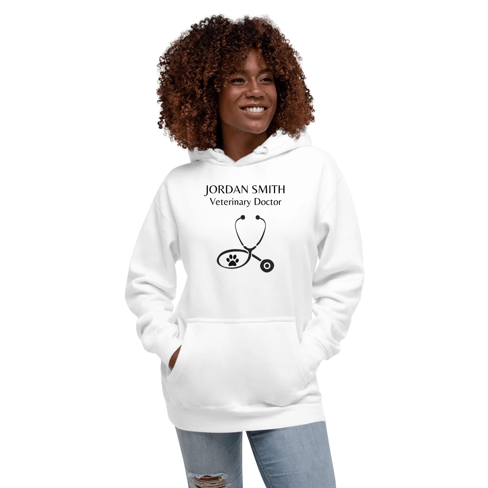 Custom Veterinarian Hoodie - Personalized Doctor Stethoscope Design - Gift for Vets