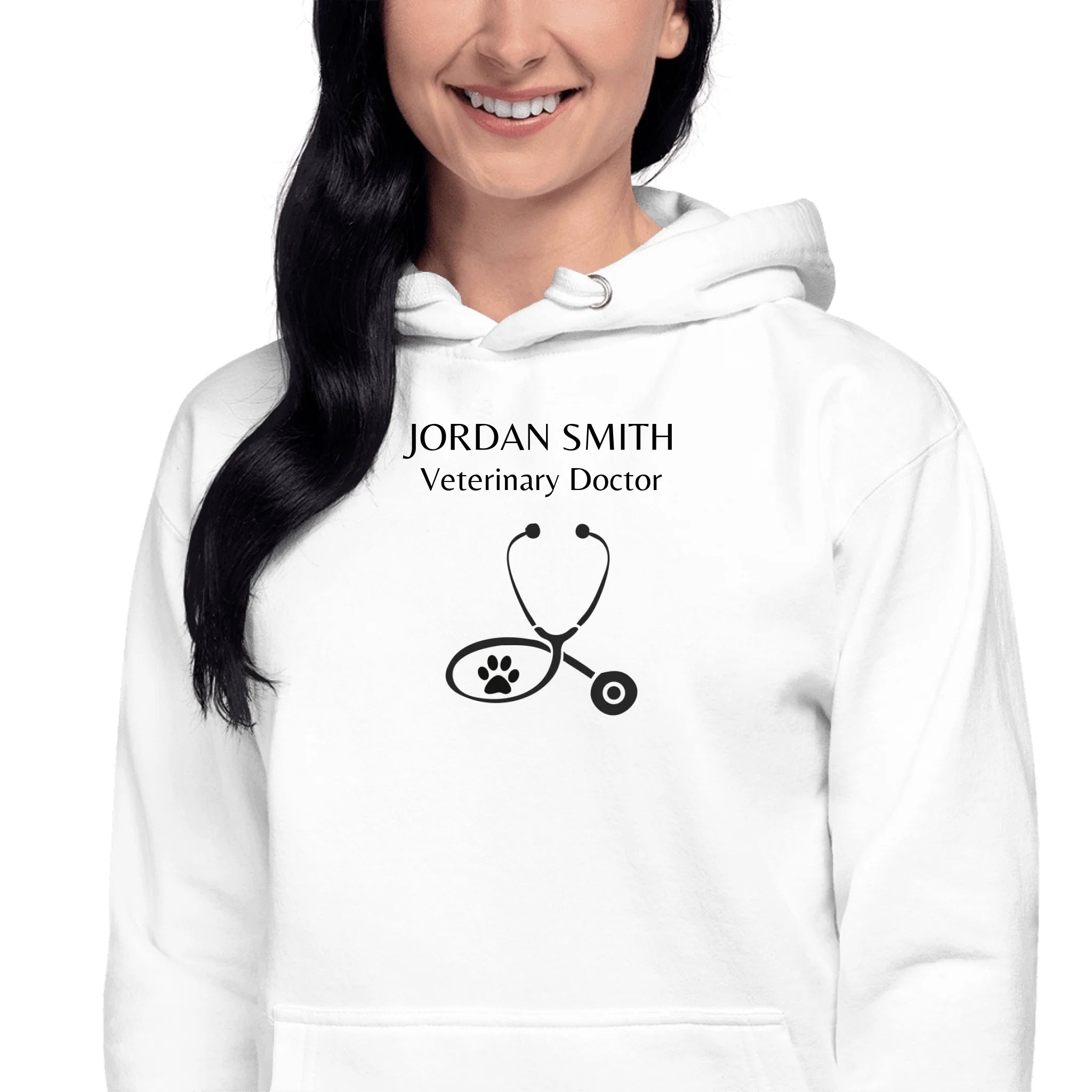 Custom Veterinarian Hoodie - Personalized Doctor Stethoscope Design - Gift for Vets