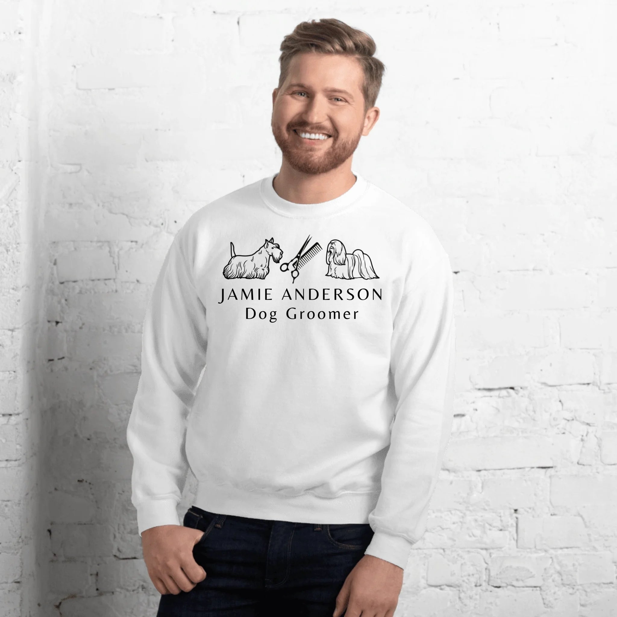 Personalized Dog Groomer Sweatshirt - Custom Name & Professional Title - Gift for Dog Groomers