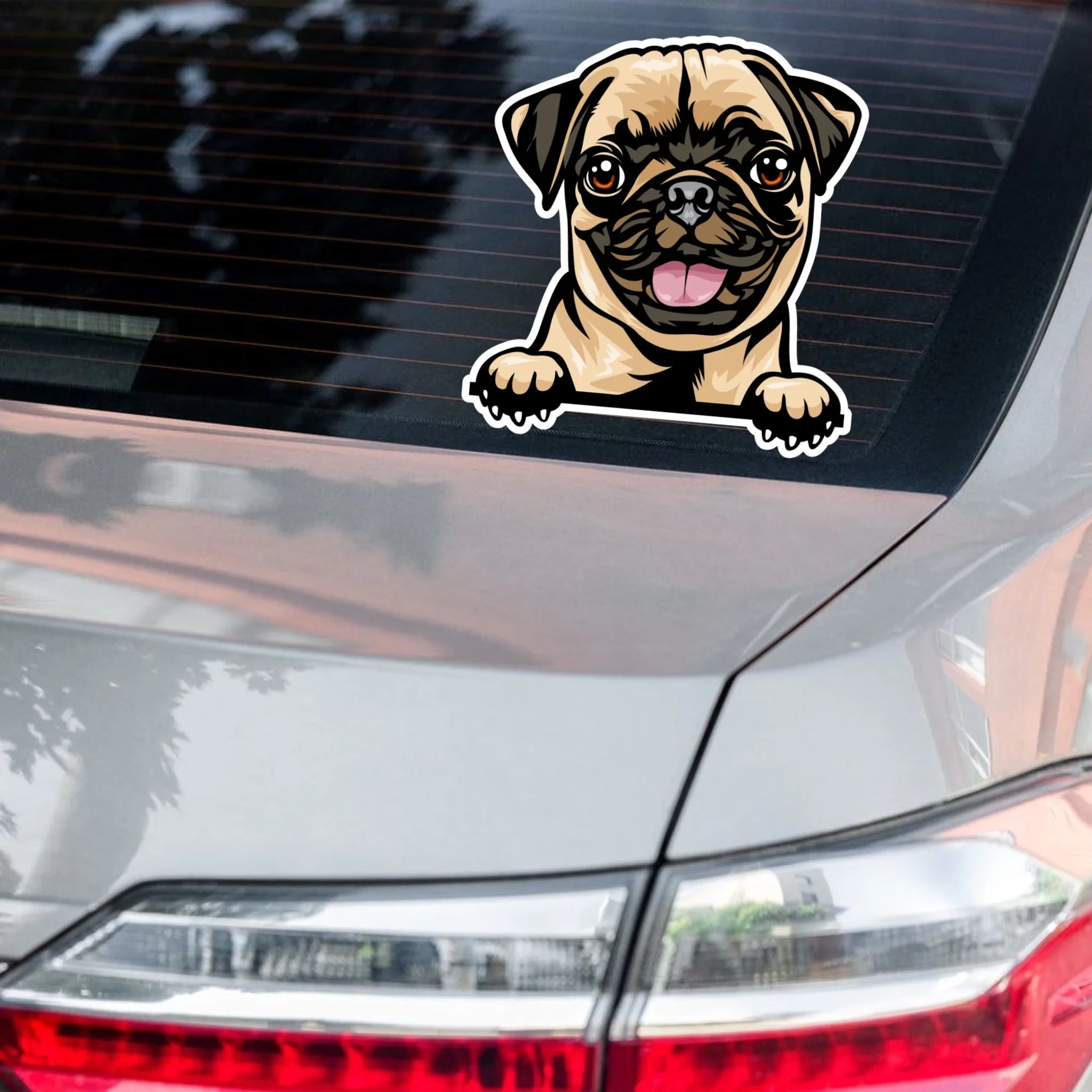 Pug Sticker - Waterproof Decal for Car, Laptop, Water Bottle, Notebook, Phone Case | Dog Mom Gift