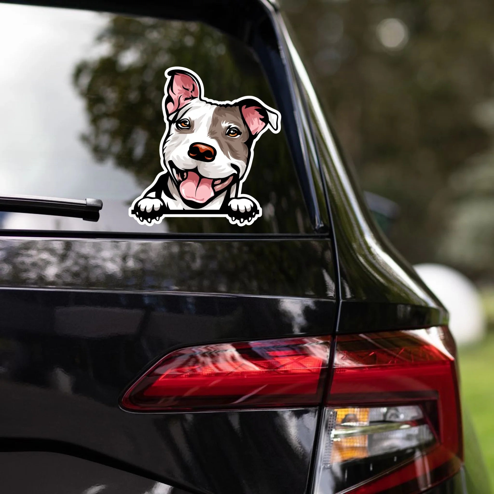 Pit Bull sticker on car rear window