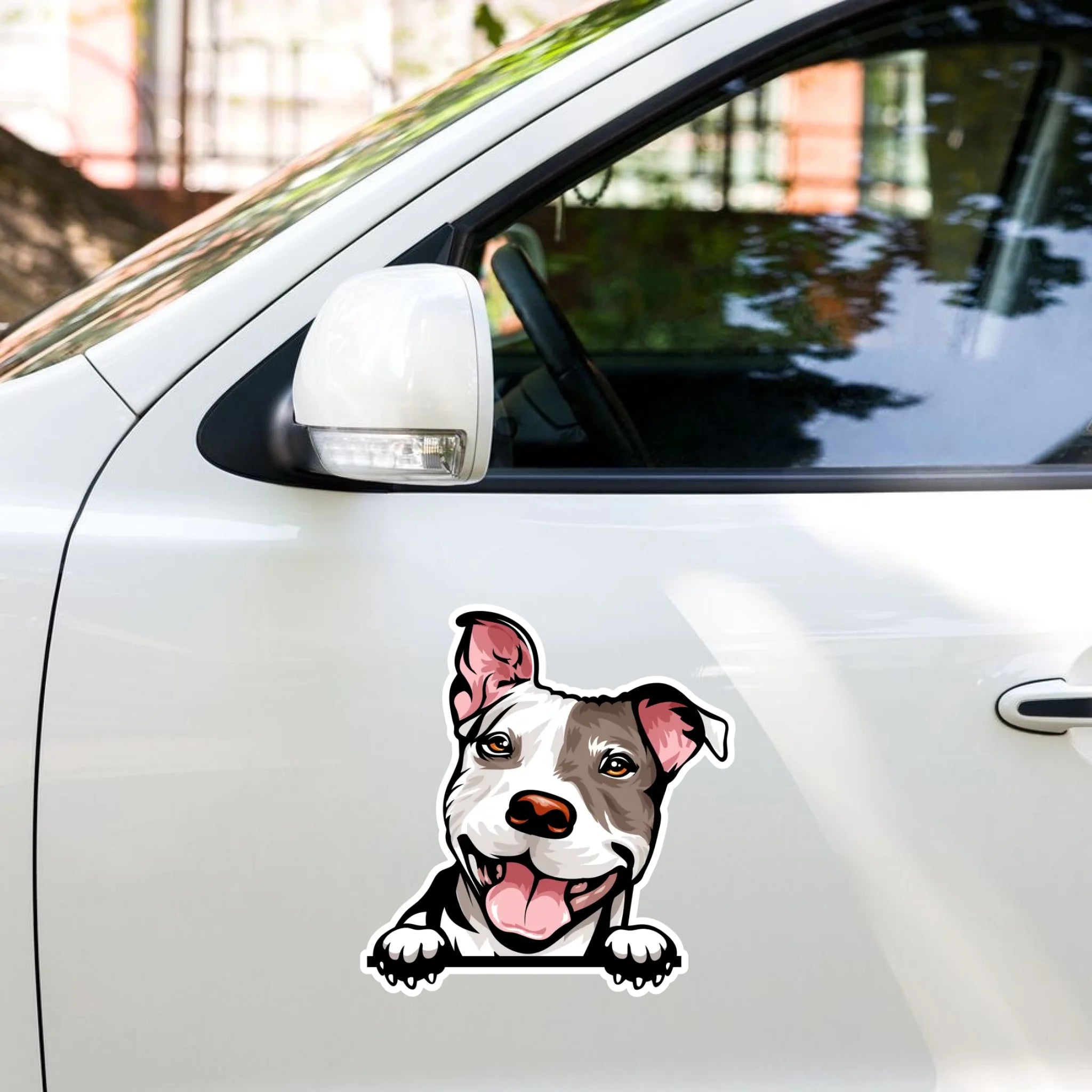 Pit Bull sticker on car side door