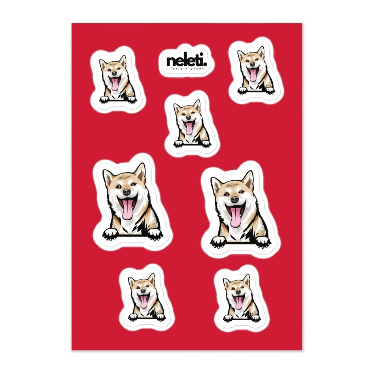Shiba Inu sticker sheet with 7 decals - small and medium waterproof stickers for phone cases and notebooks
