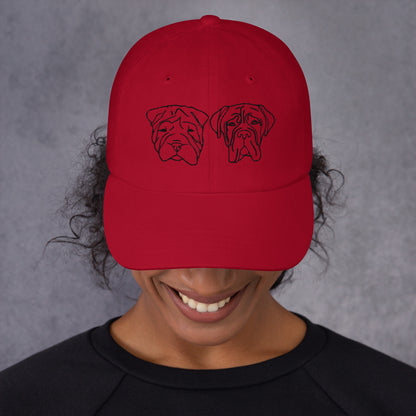 classic-dad-hat-cranberry-with-two-dogs-embroidered-neleti