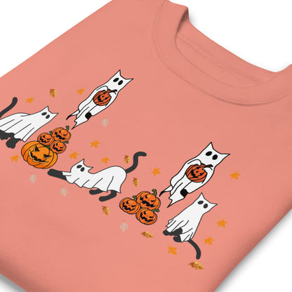 haloween-pink-sweatshirt-for-cat-lovers