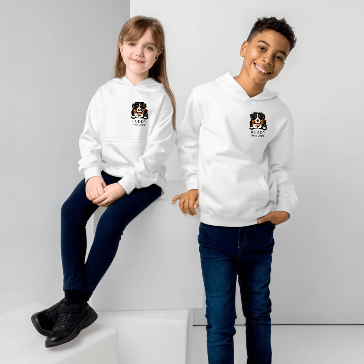 Kids Dog Breed Hoodie - Custom Name & Year Personalization - neleti