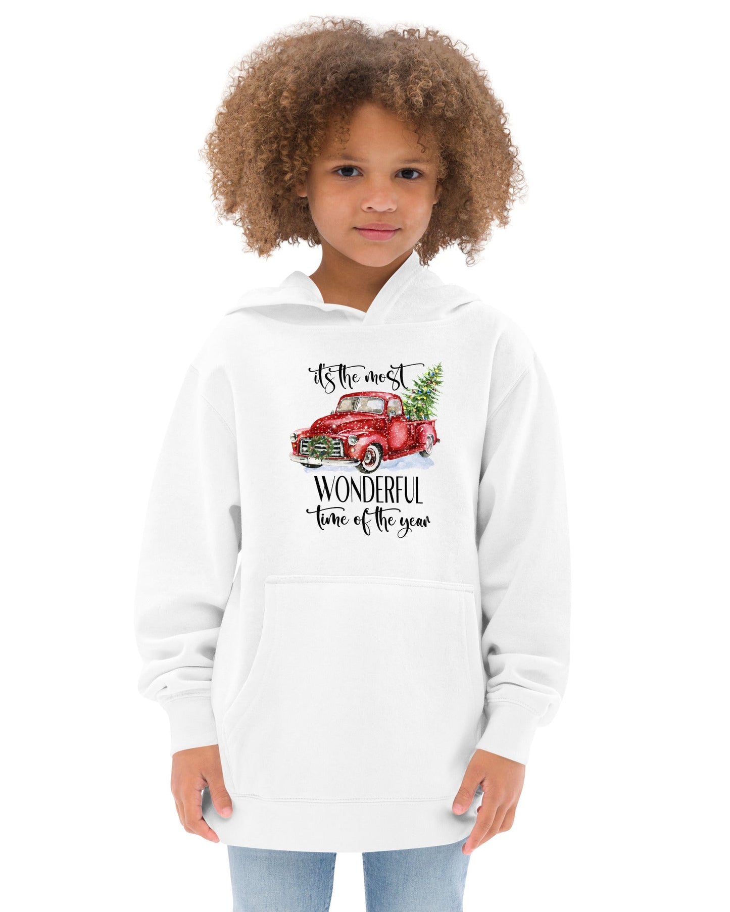 kids-fleece-hoodie-white-whith-christmas-tree-and-truck