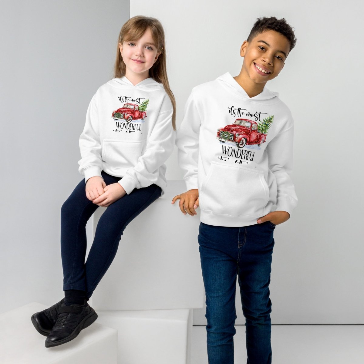Kids Hoodies with Christmas Truck - neleti