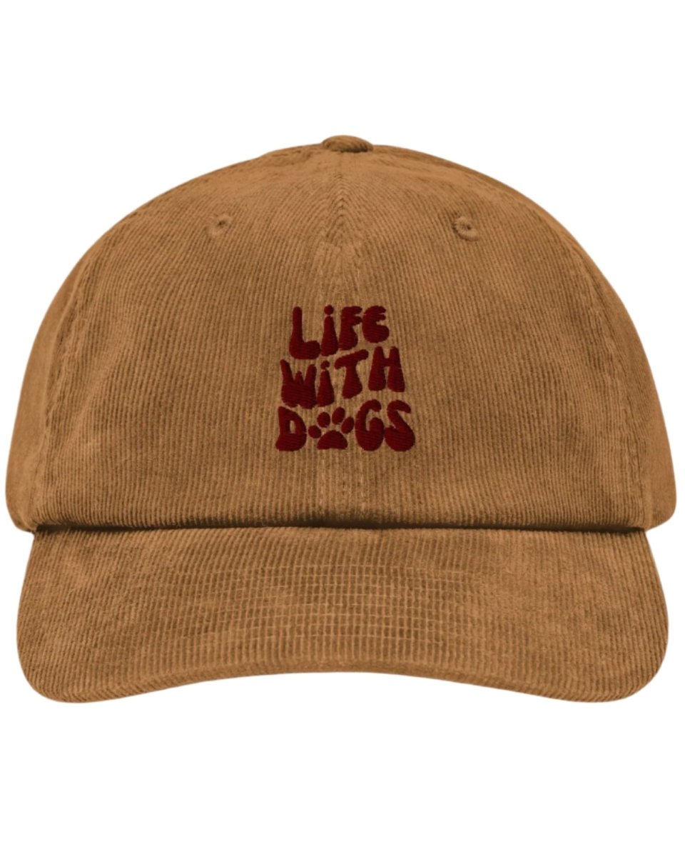 LIFE WITH DOGS' Corduroy Hat - Embroidered Dog Parent Cap - neleti