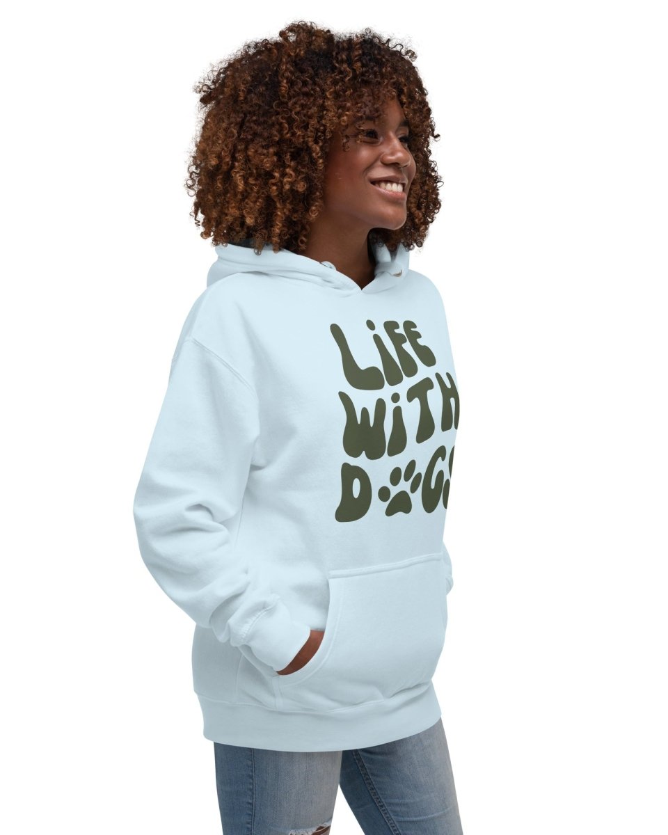 'LIFE WITH DOGS' Premium Hoodie - Dog Parent Sweatshirt with Paw Print Design - neleti
