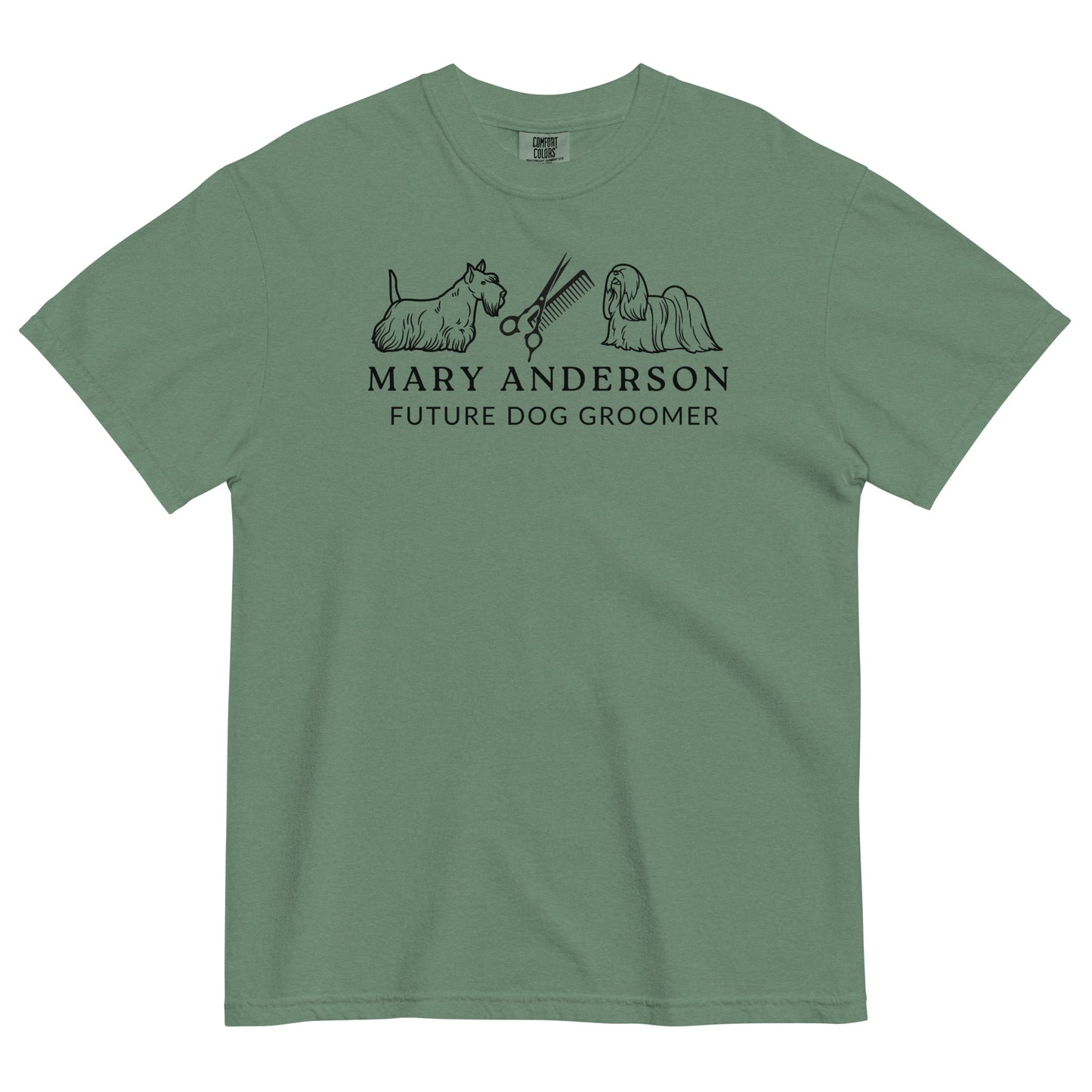 light-green-shirt-for-dog-groomer