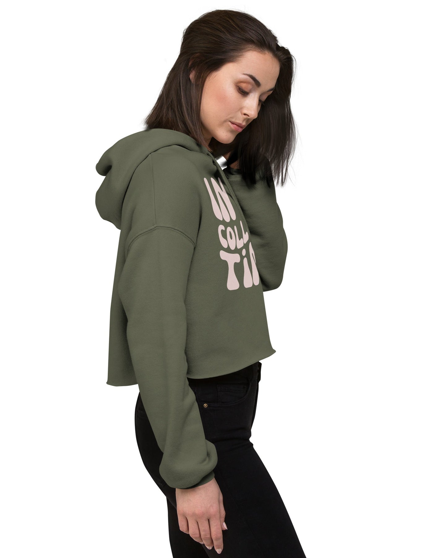 military-green-crop-hoodie