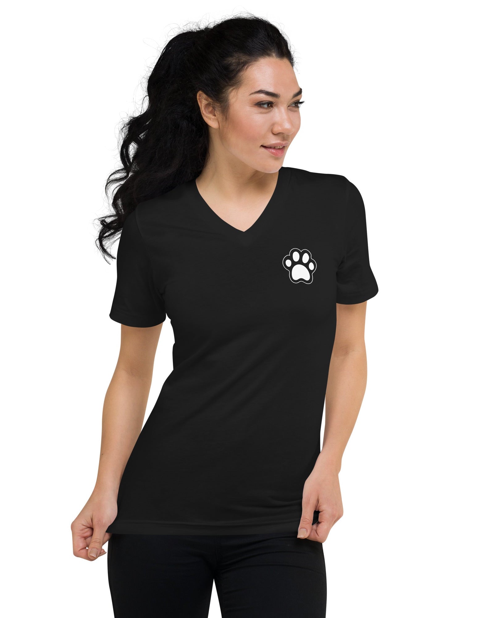 paw-print-black-shirt-v-neck-unisex