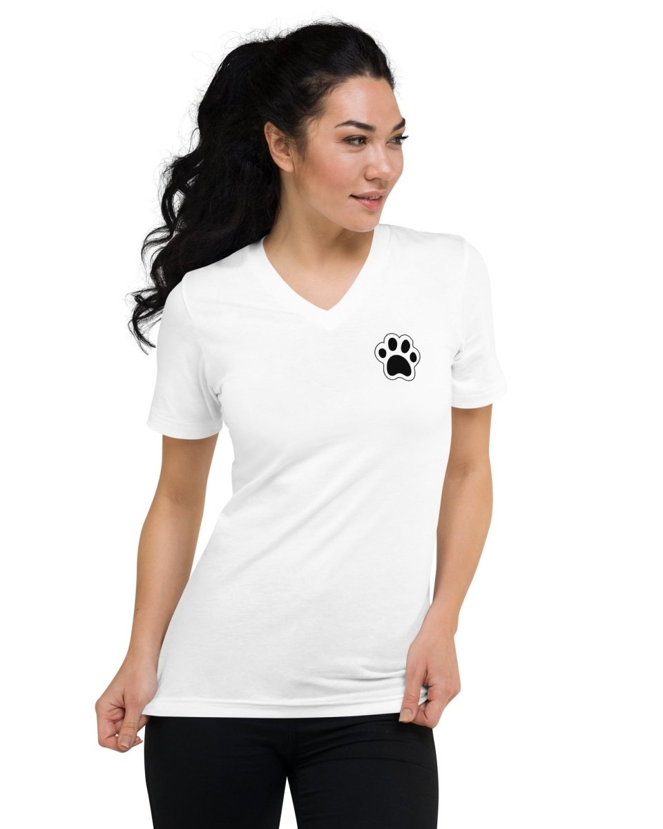 V - Neck Paw Print Shirt - Pet Parents Dog & Cat - neleti